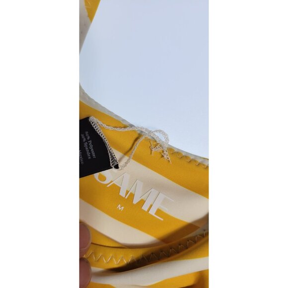 SAME Los Angeles Bottom Swim Womens High Rise Striped Yellow/White Medium NWT - Picture 3 of 6